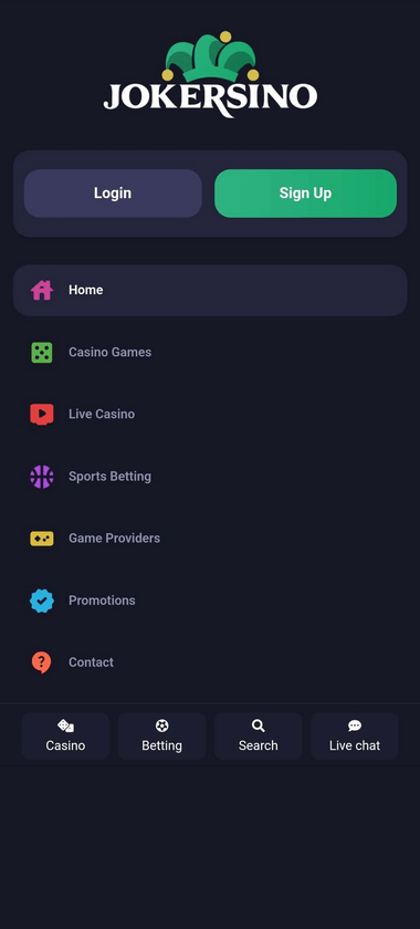 Jokersino Casino Mobile Preview 2