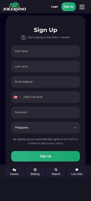 Interac Casinos Registration Process Image 1