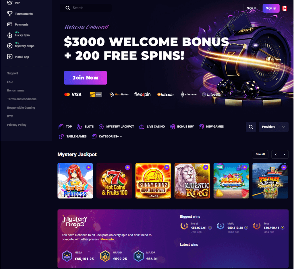 Lucky7even Casino Desktop Preview 1