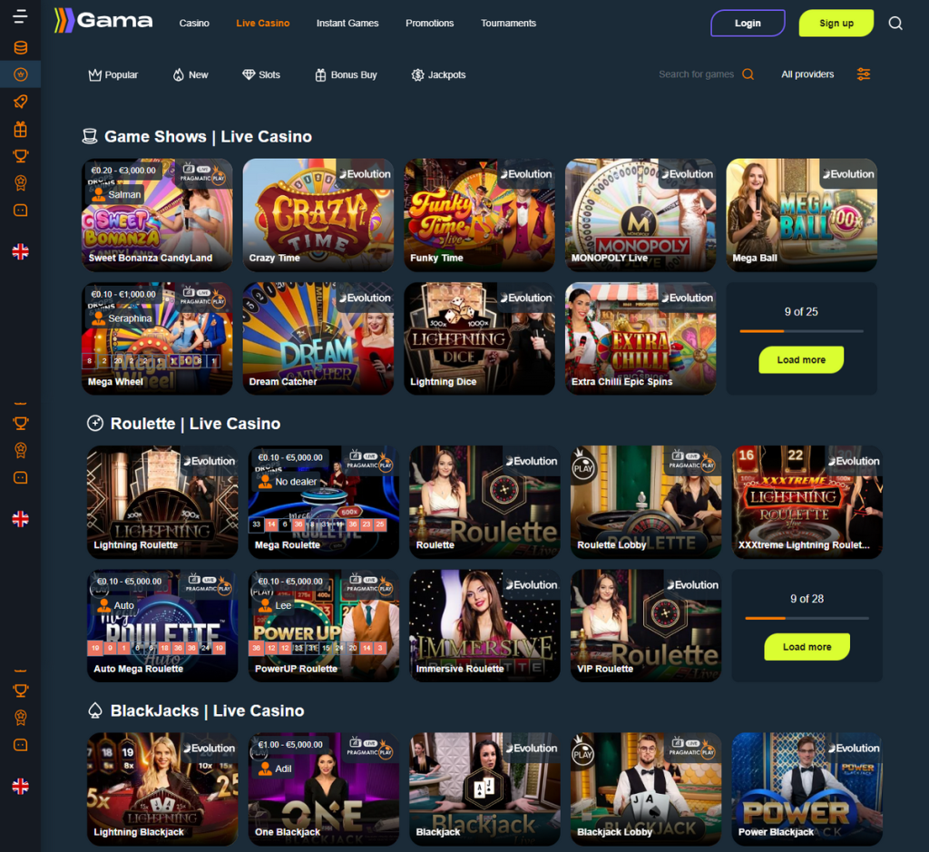 Gama Casino Desktop Preview 1