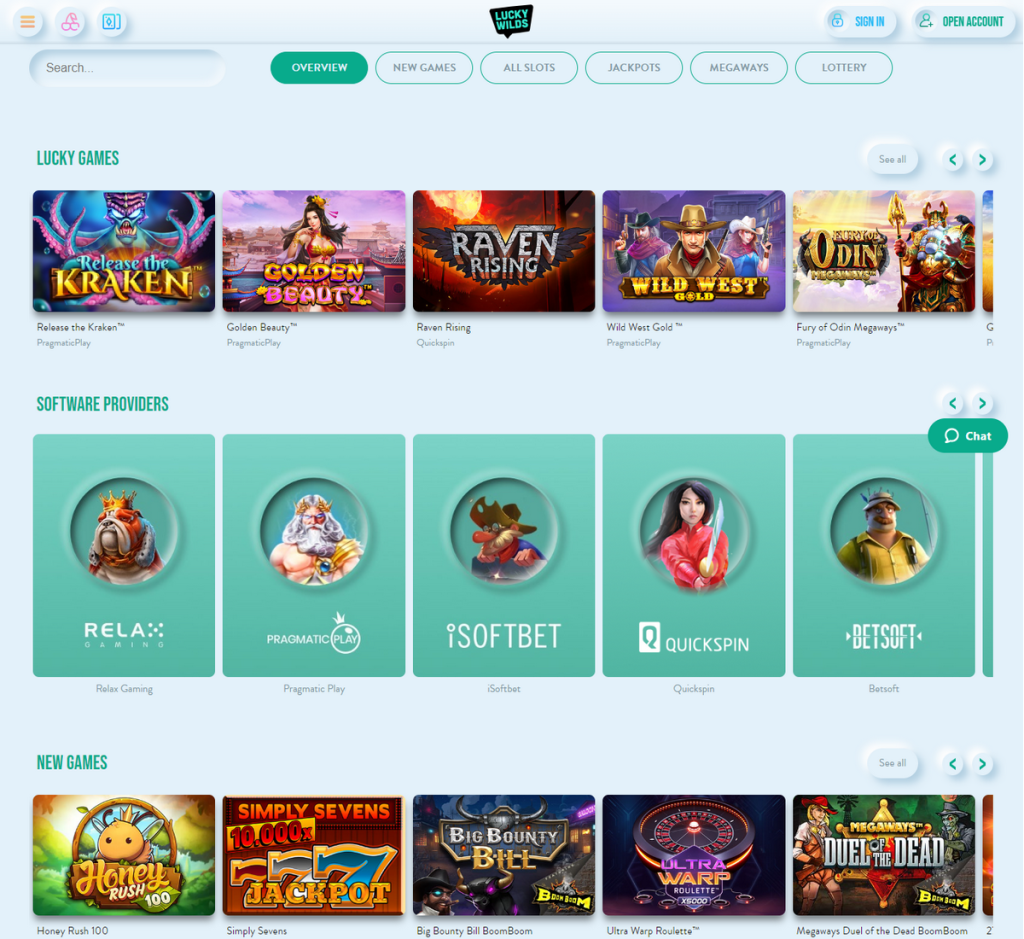LuckyWilds Casino Desktop Preview 1
