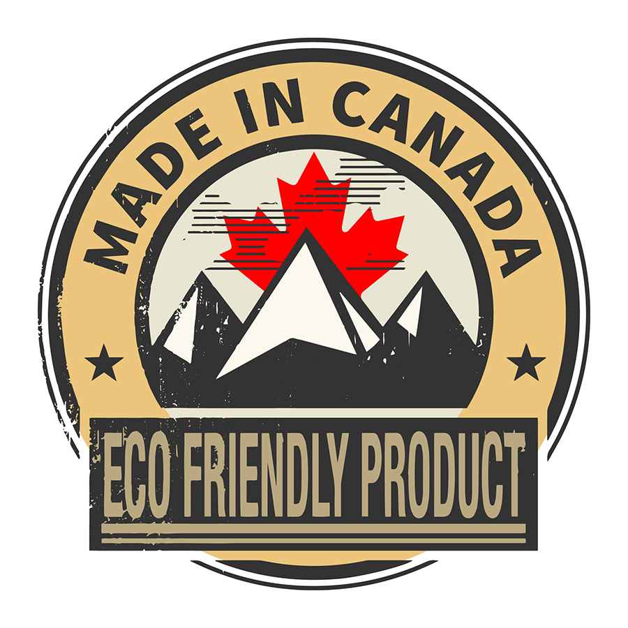 a stamp reading made in canada eco friendly product