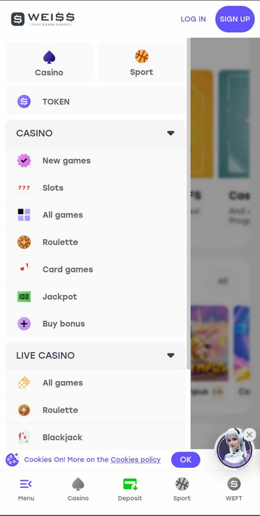 Weiss Casino Mobile Preview 2