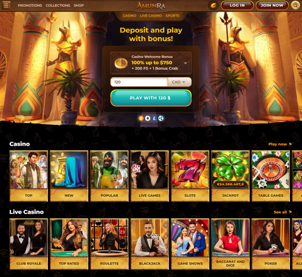 AmunRa Casino Desktop Preview 2