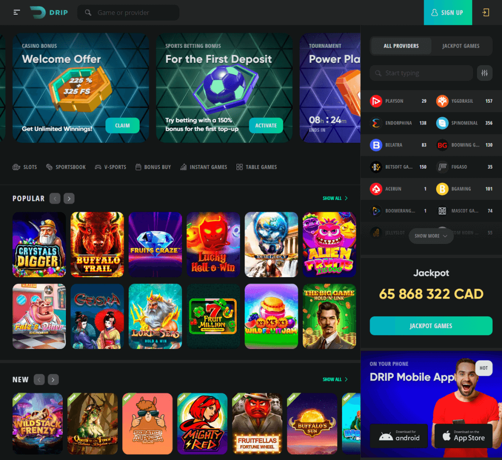 Drip Casino Desktop Preview 2