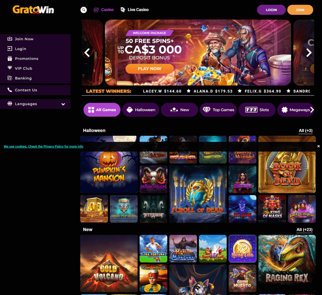 GratoWin Casino Desktop Preview 2