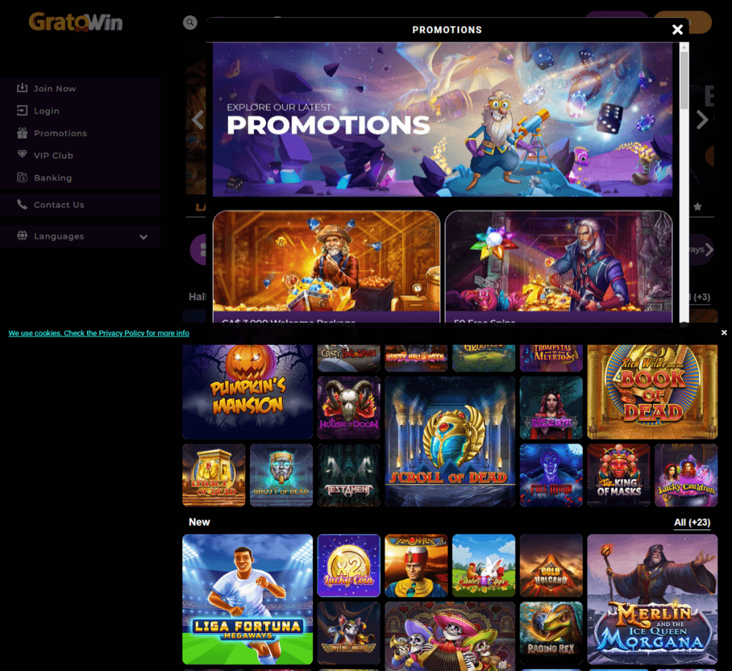GratoWin Casino Desktop Preview 1