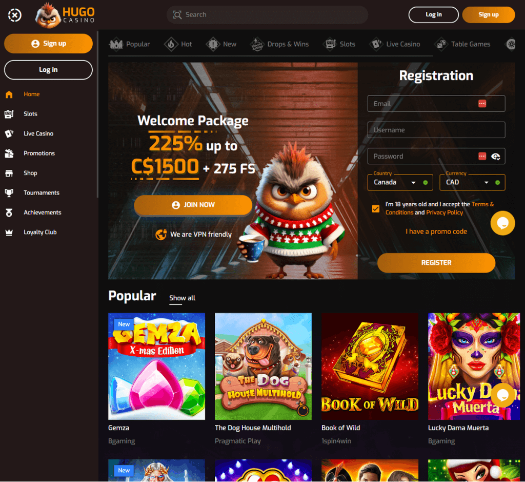 Hugo Casino Desktop Preview 1