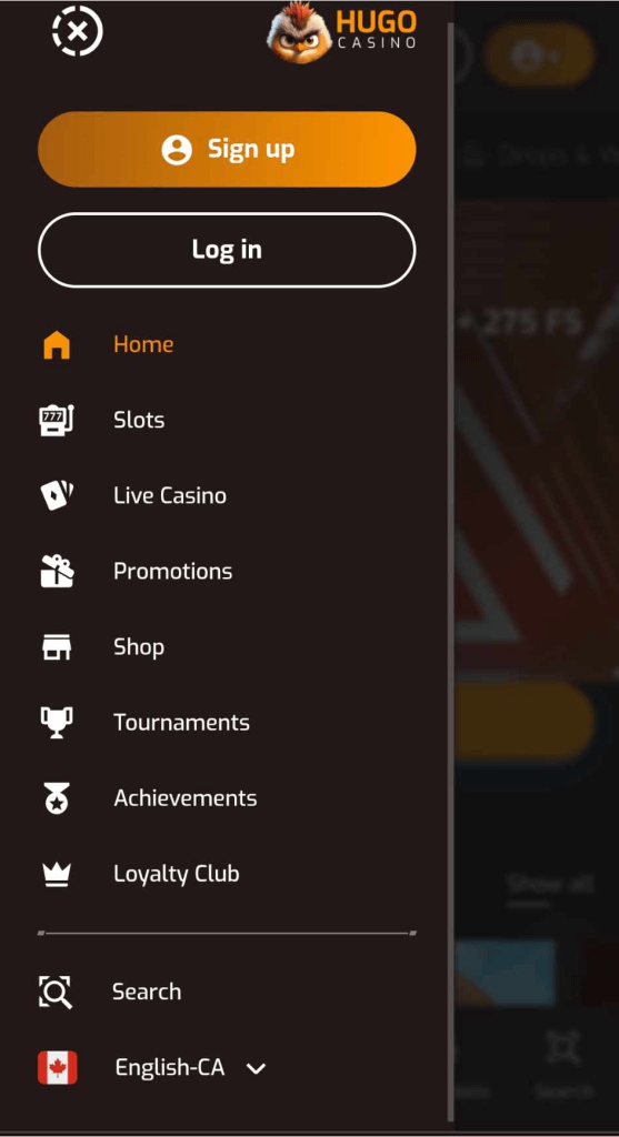 Hugo Casino Mobile Preview 2