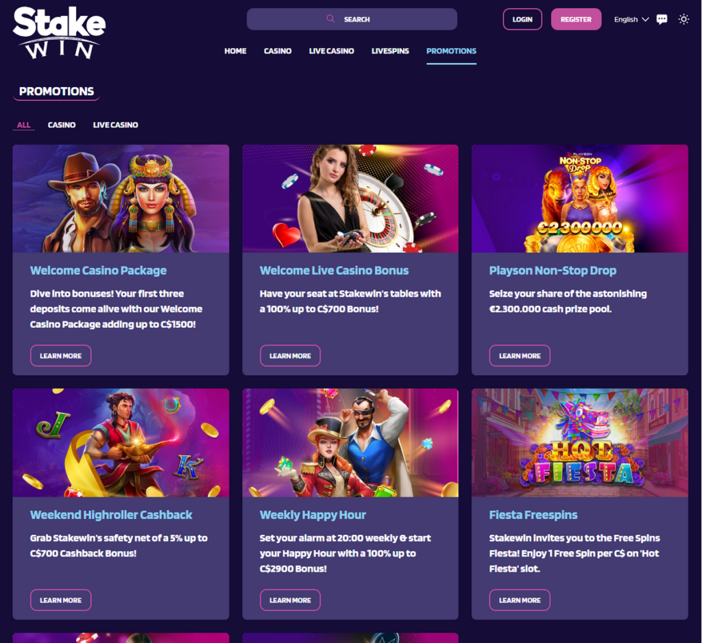 StakeWin Casino Desktop Preview 1