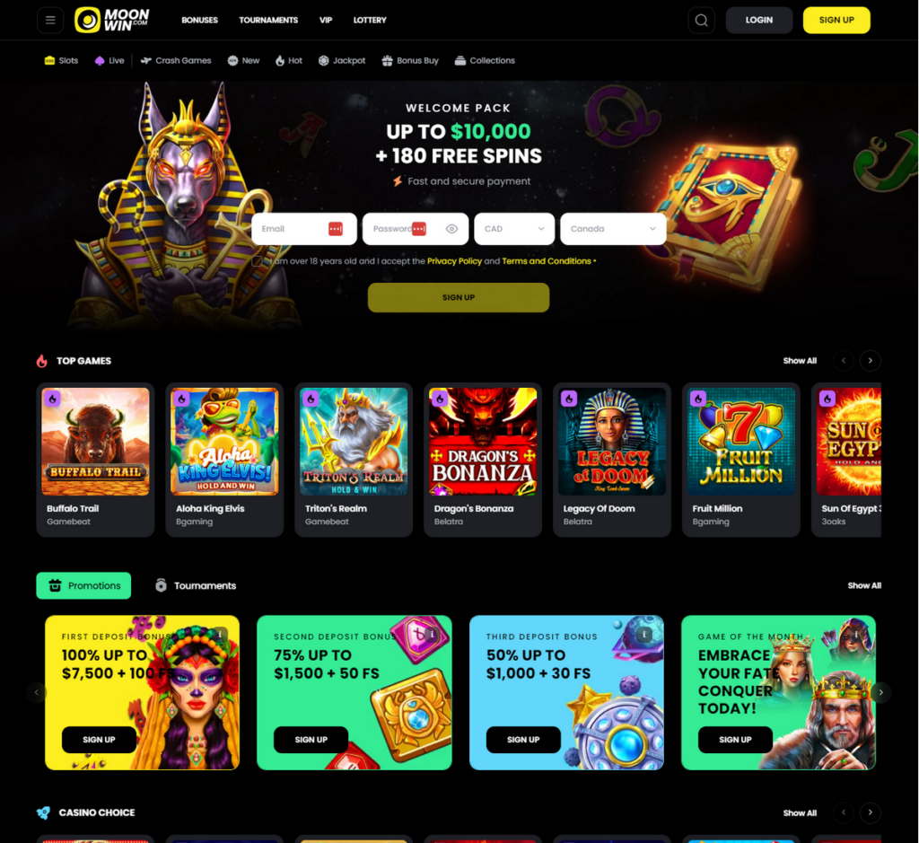 MoonWin Casino Desktop Preview 1