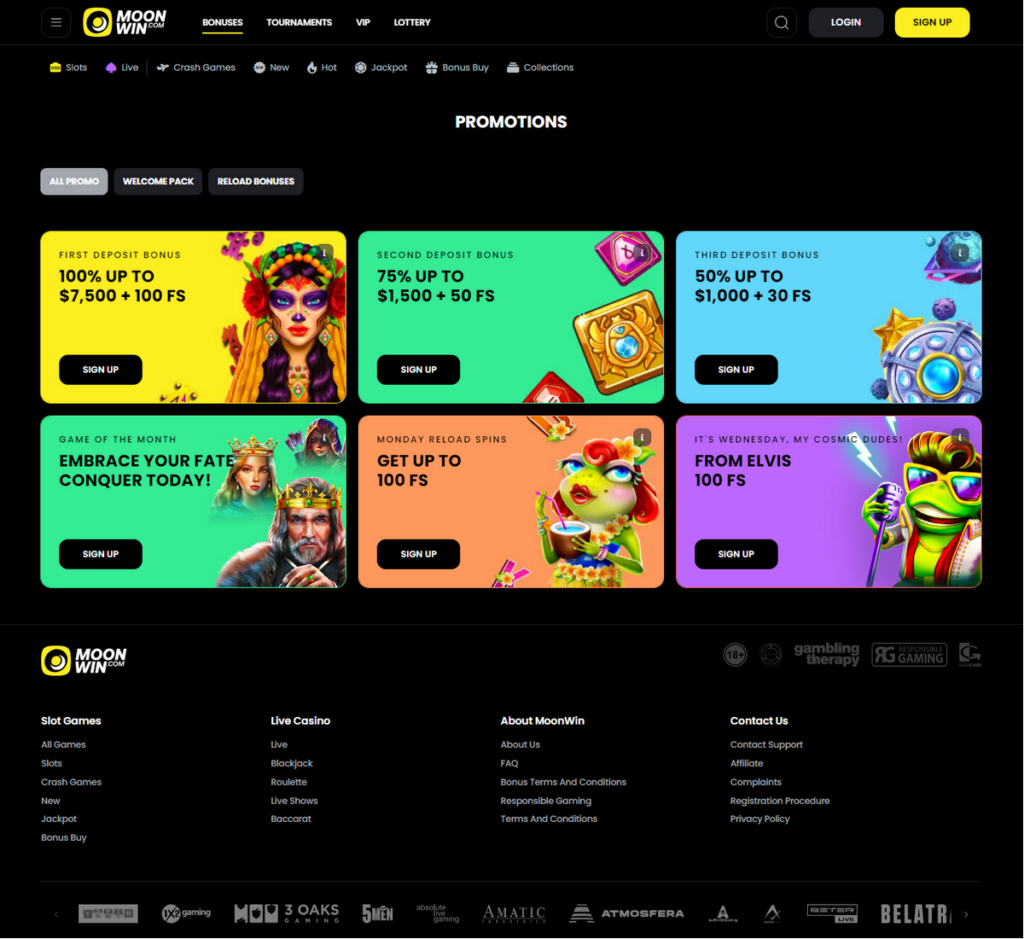 MoonWin Casino Desktop Preview 2