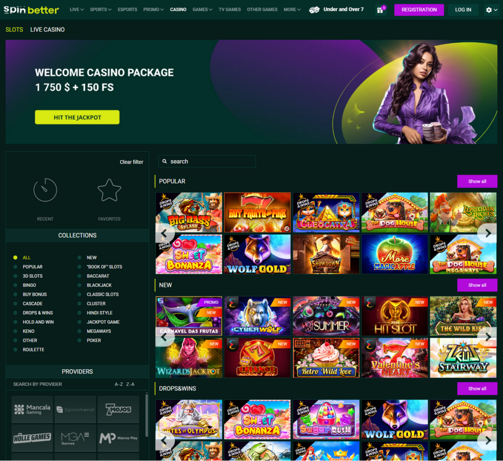 SpinBetter Casino Desktop Preview 2