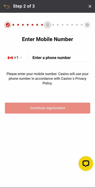 New Mobile Casinos Registration Process Image 2