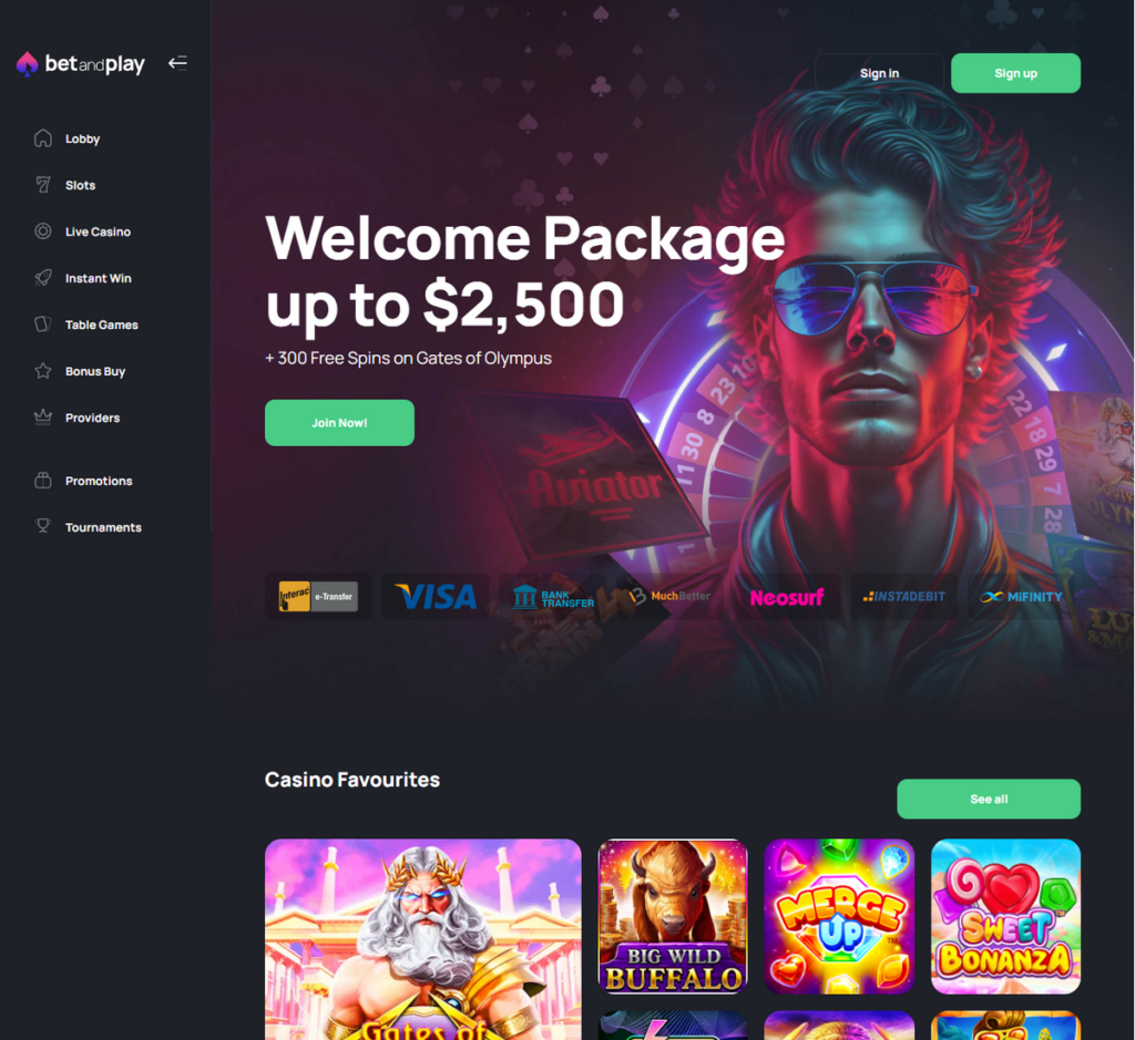 Betandplay Casino Desktop Preview 2