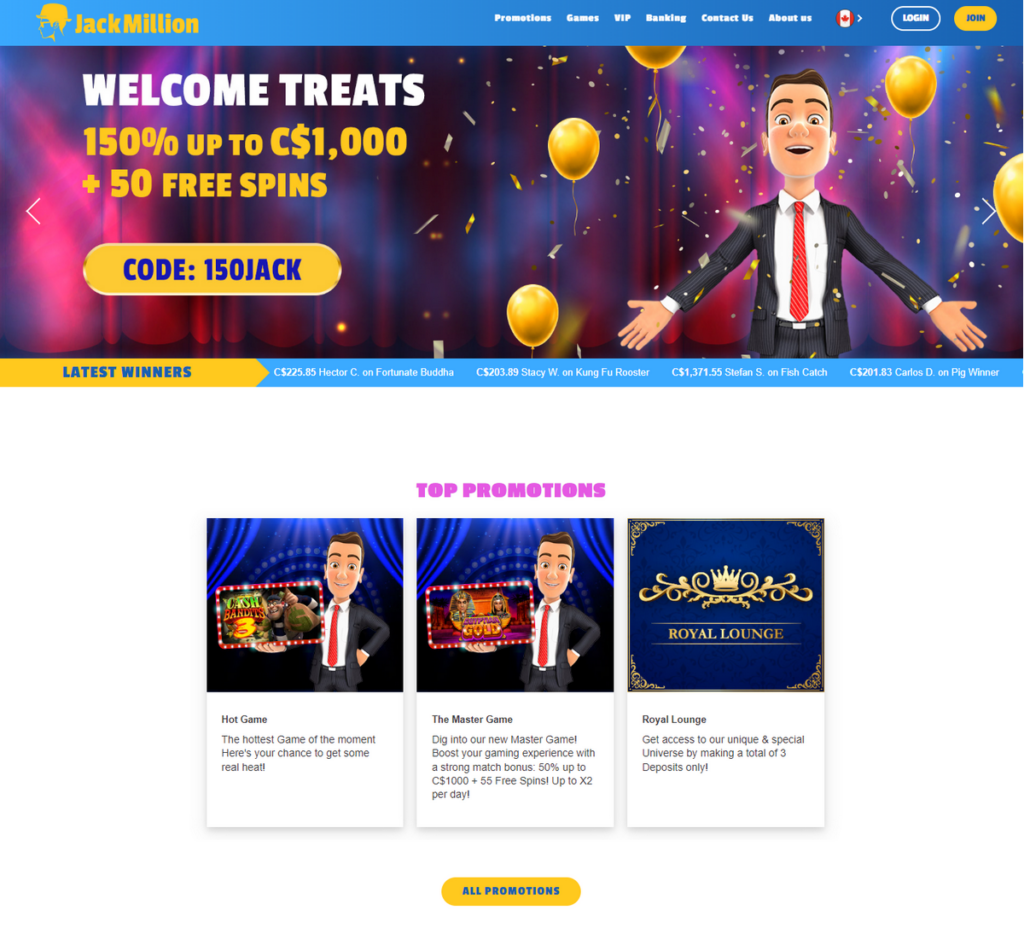 Jack Million Casino Desktop Preview 1