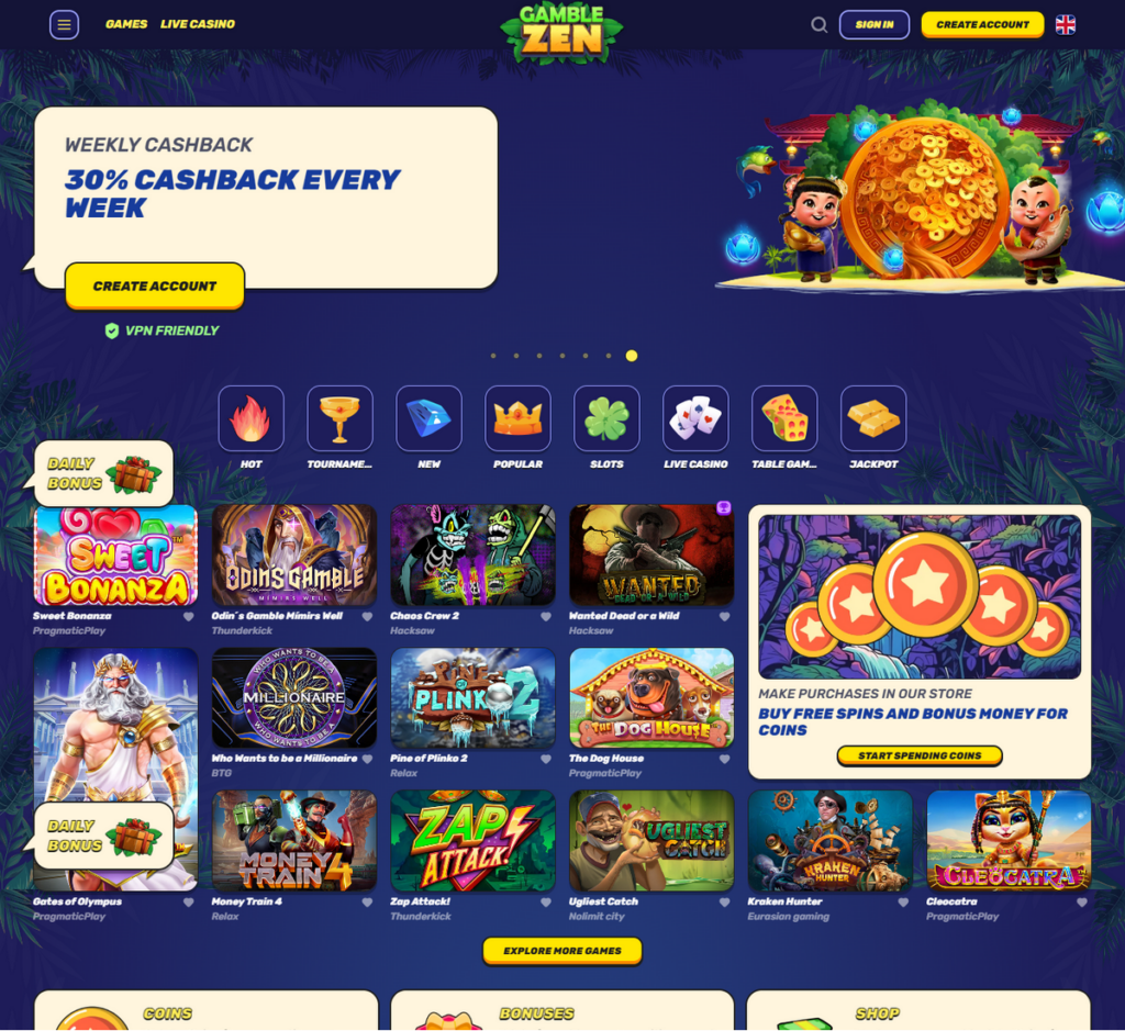 Gamblezen Casino Desktop Preview 1