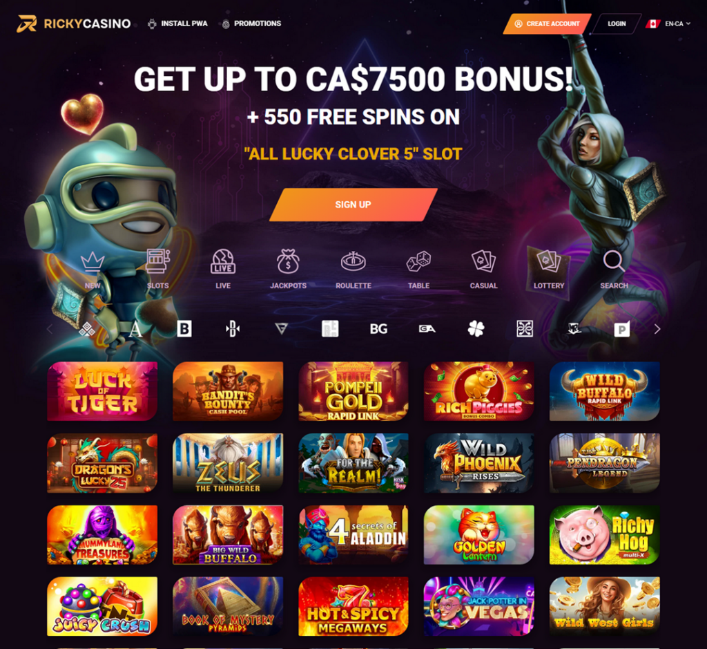 Ricky Casino Desktop Preview 1