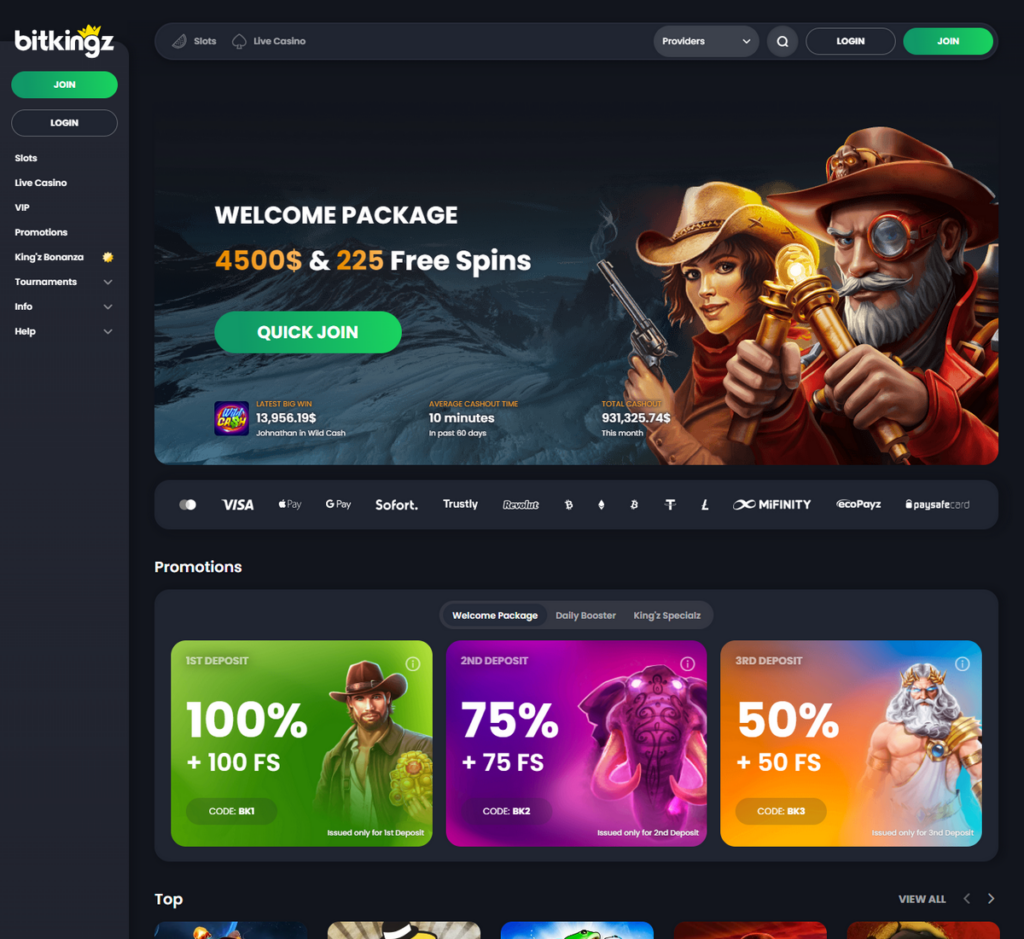 Bitkingz Casino Desktop Preview 1