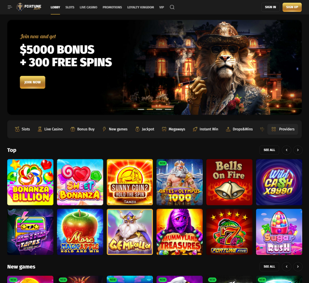 FortunePlay Casino Desktop Preview 1