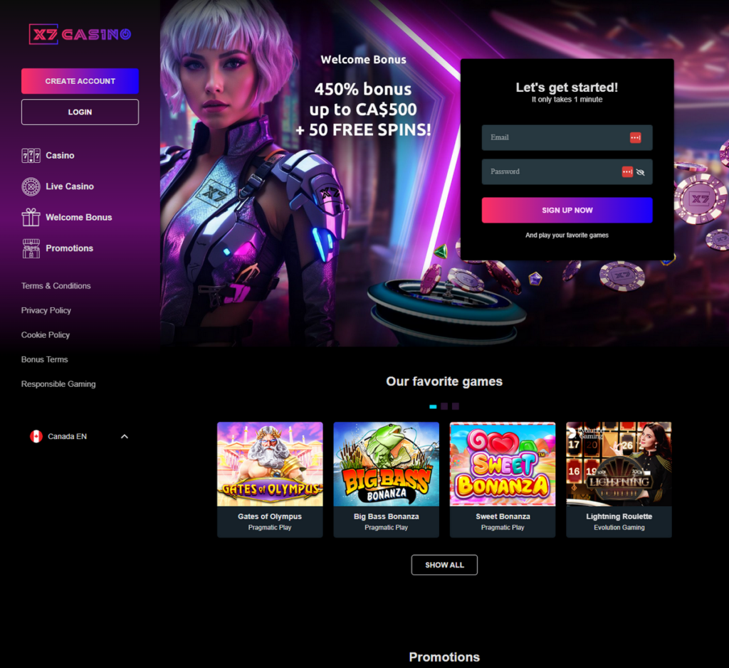 X7 Casino Desktop Preview 1