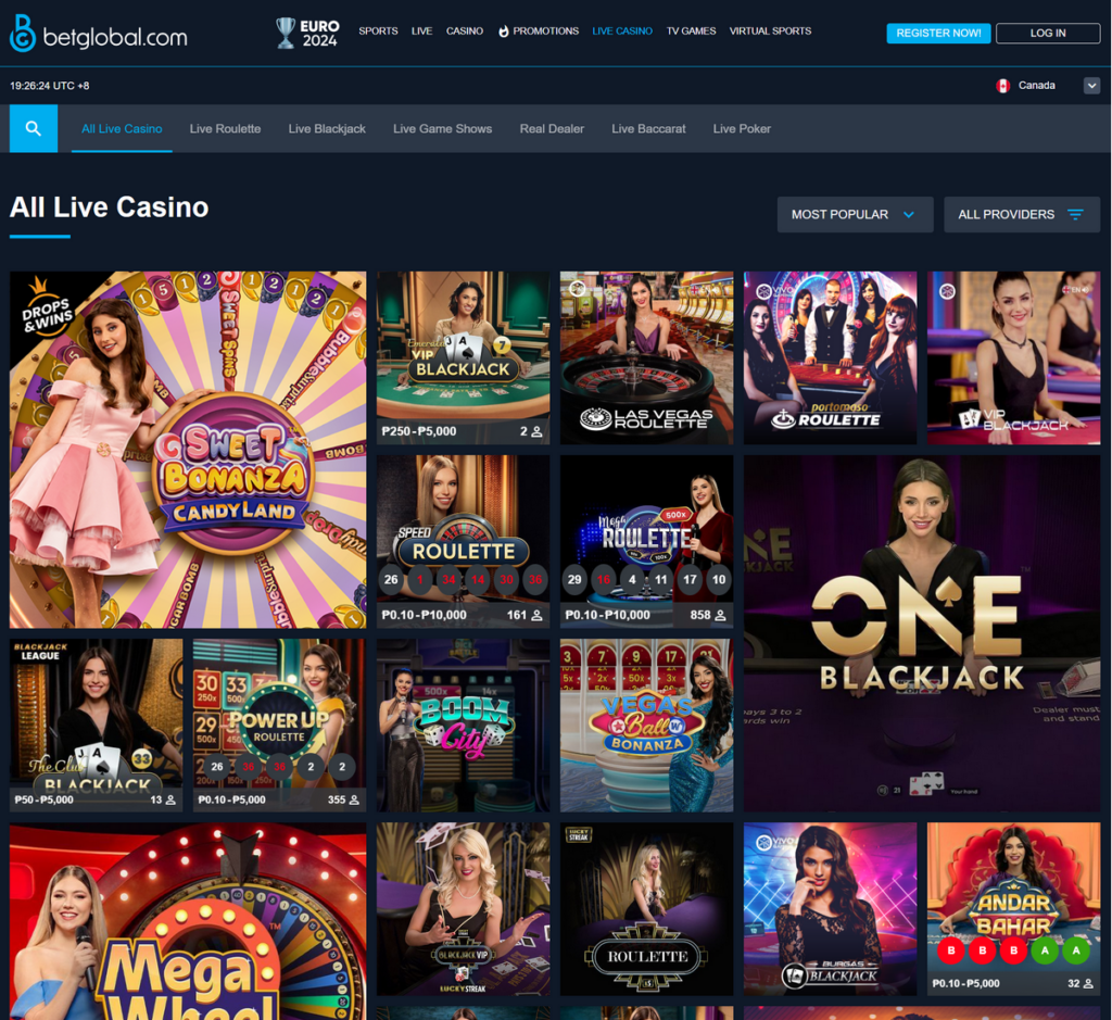 BetGlobal Casino Desktop Preview 1