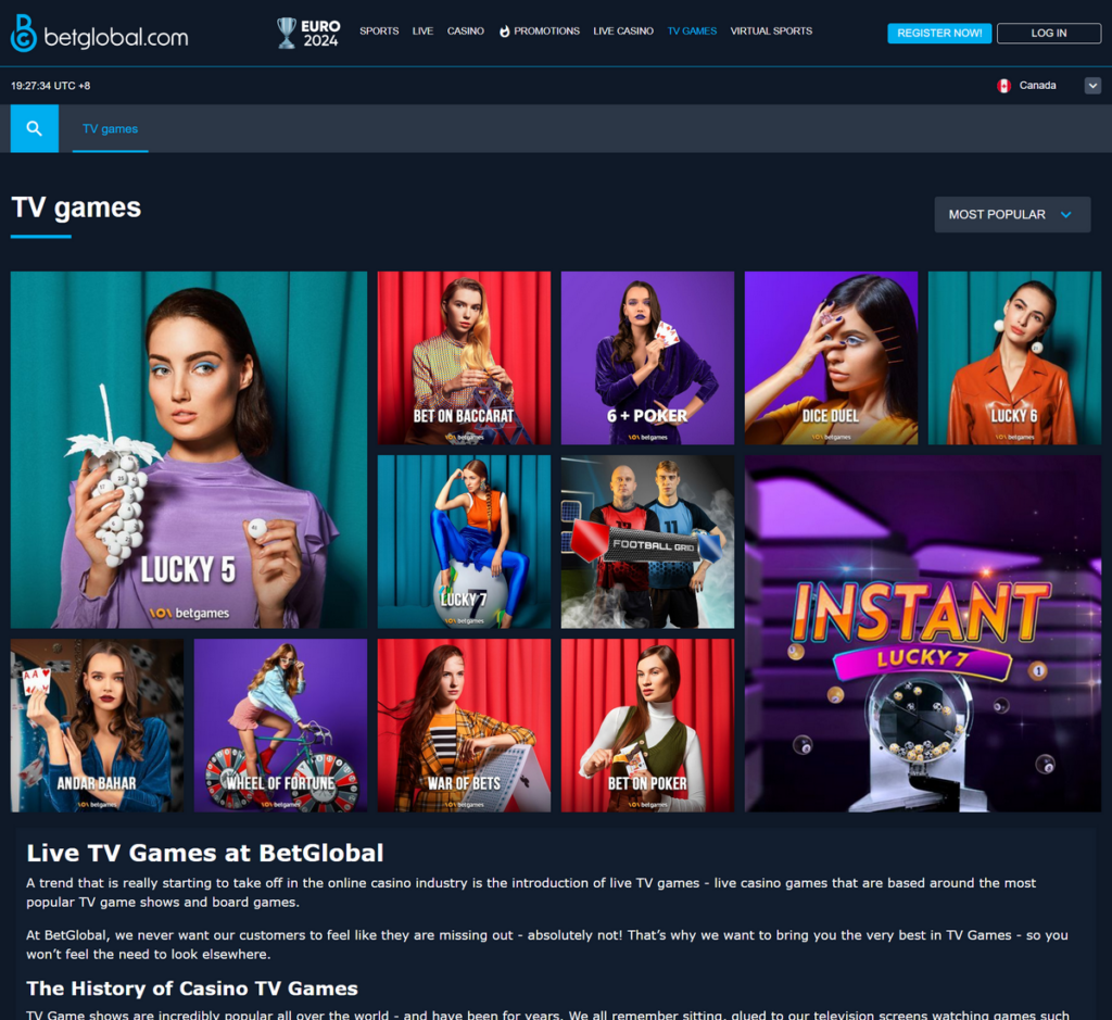 BetGlobal Casino Desktop Preview 2