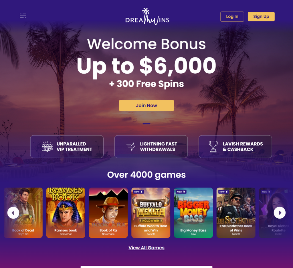 DreamWins Casino Desktop Preview 1