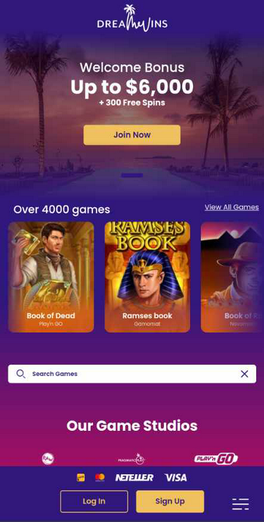 DreamWins Casino Mobile Preview 2