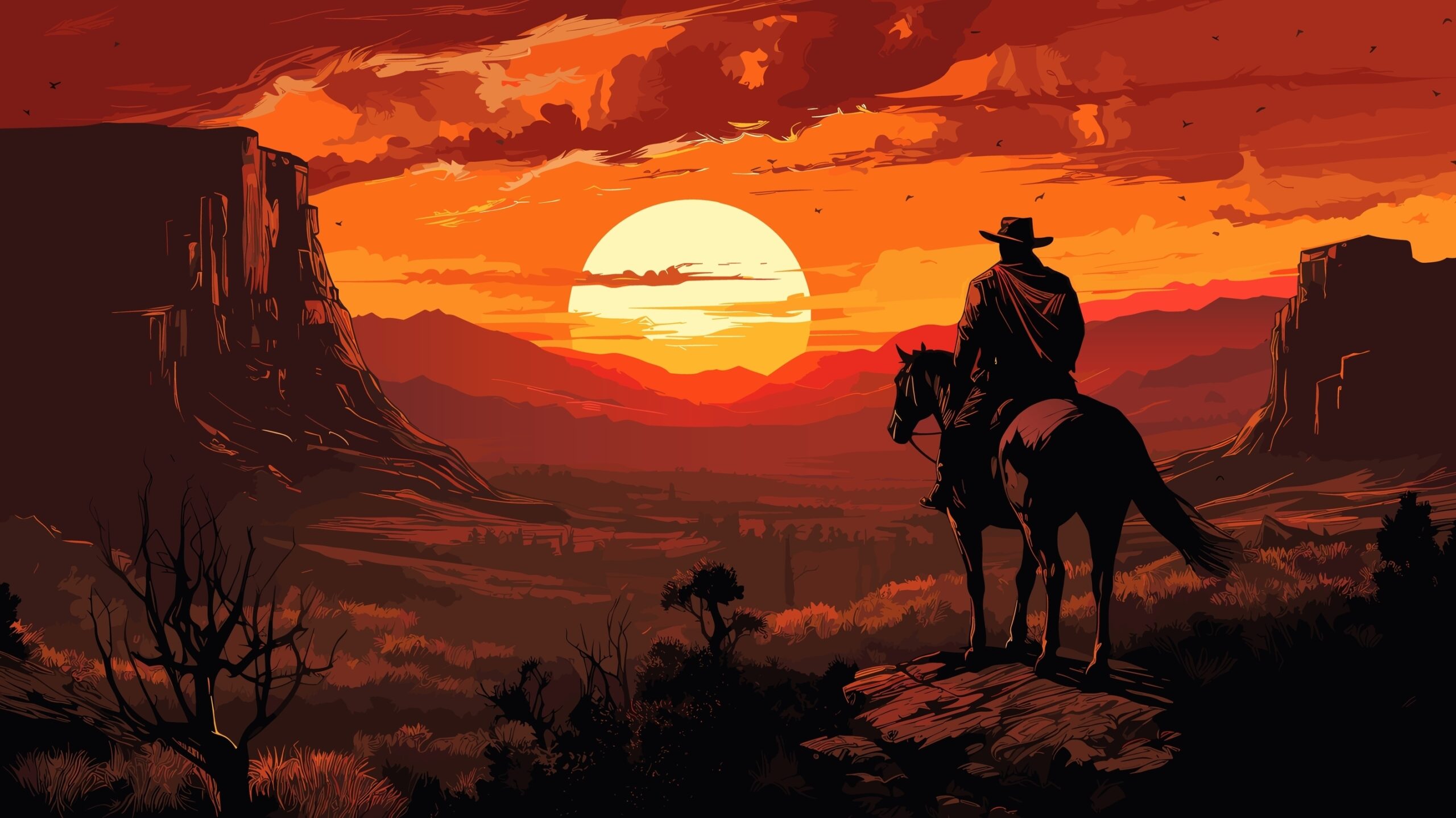 Western horseman in desert