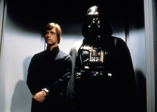 Mark Hamill with Darth Vader in "Star Wars: Episode VI - Return of the Jedi"