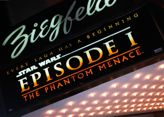 A movie poster for "Star Wars: Episode I - The Phantom Menace"