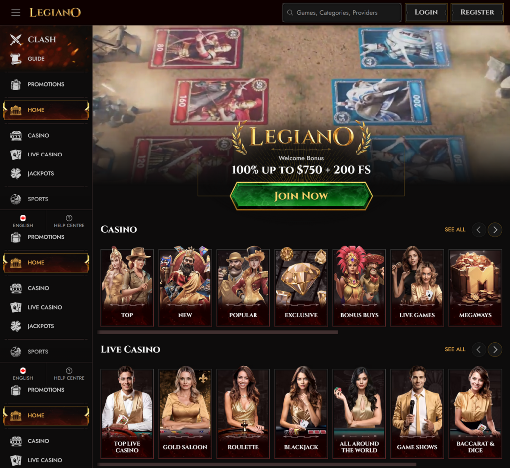 Legiano Casino Desktop Preview 1