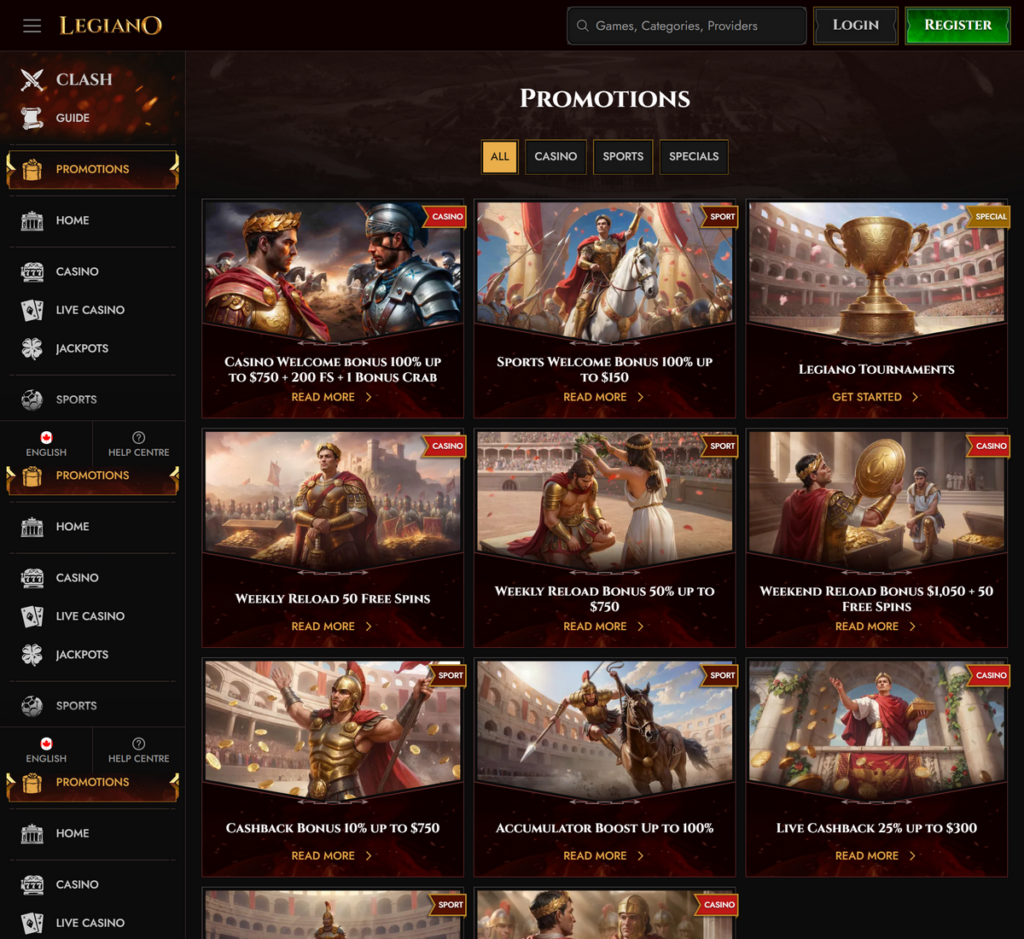 Legiano Casino Desktop Preview 2