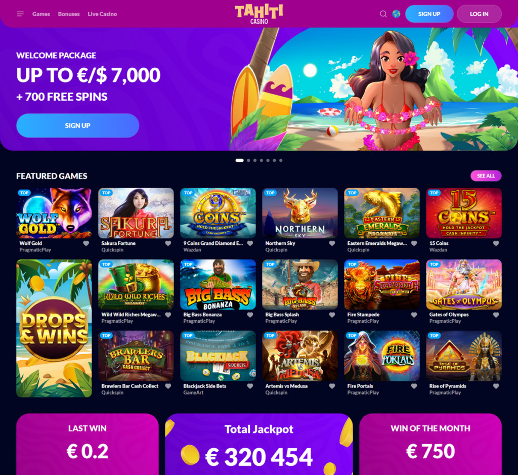 Tahiti Casino Desktop Preview 1