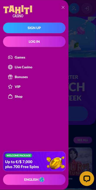 Tahiti Casino Mobile Preview 1