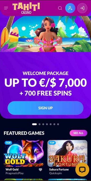 Tahiti Casino Mobile Preview 2