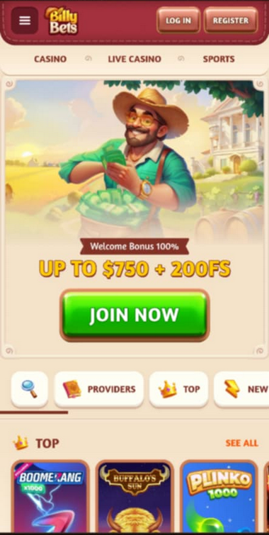 BillyBets Casino Mobile Preview 2