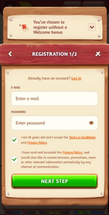 BillyBets Casino Registration Process Image 2