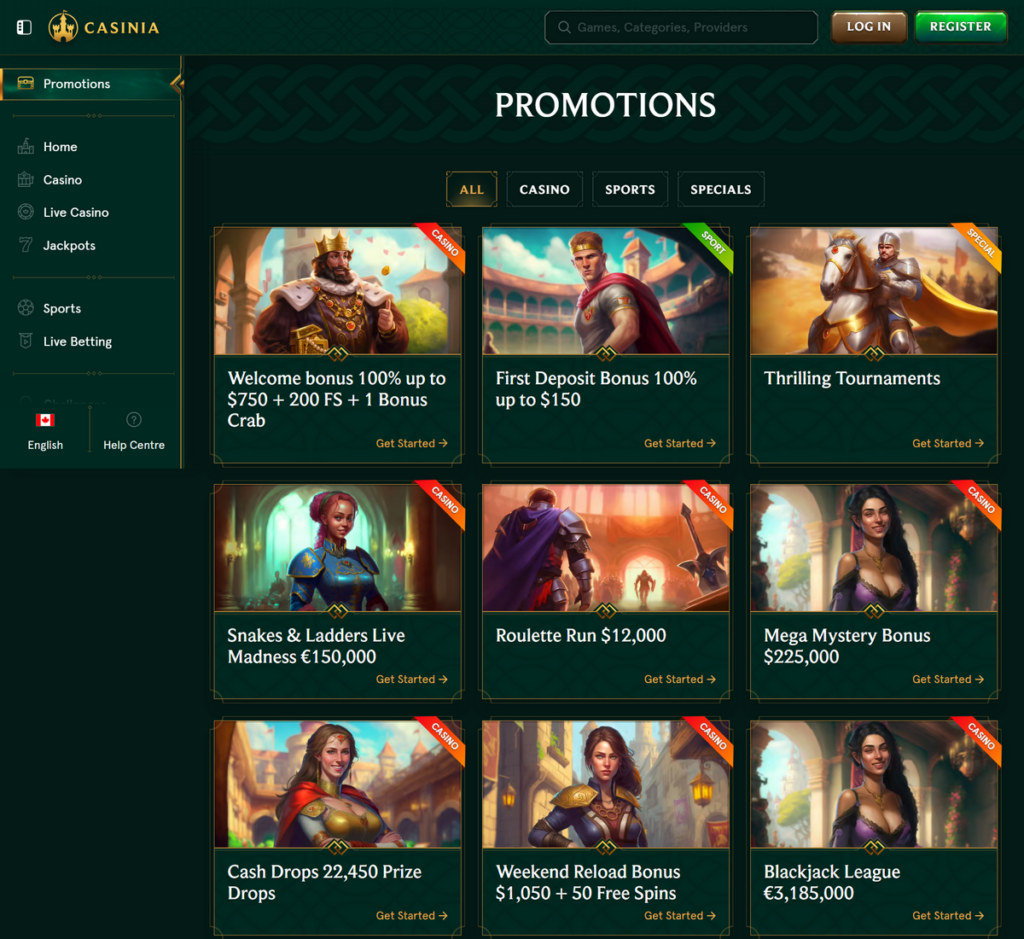 Casinia Casino Desktop Preview 2