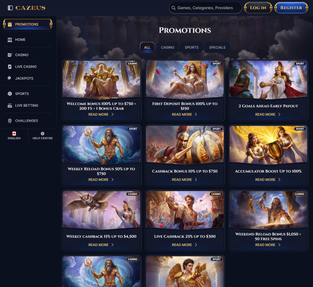 Cazeus Casino Desktop Preview 2