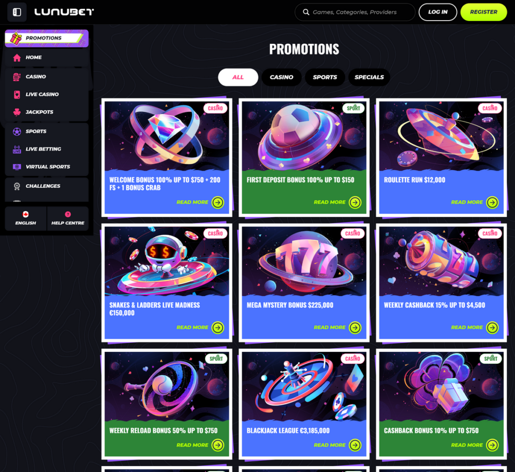 LunuBet Casino Desktop Preview 2