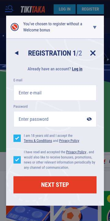 TikiTaka Casino Registration Process Image 2