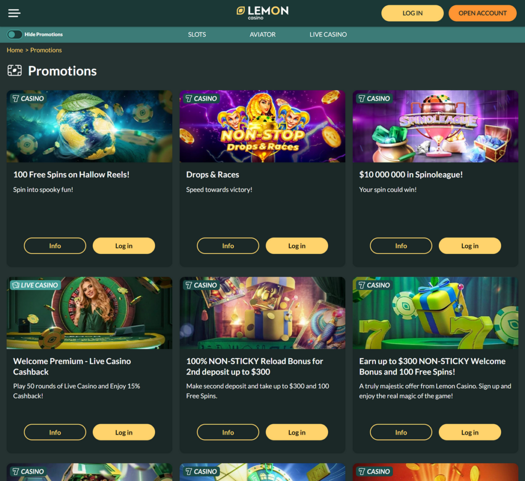 Lemon Casino Desktop Preview 2