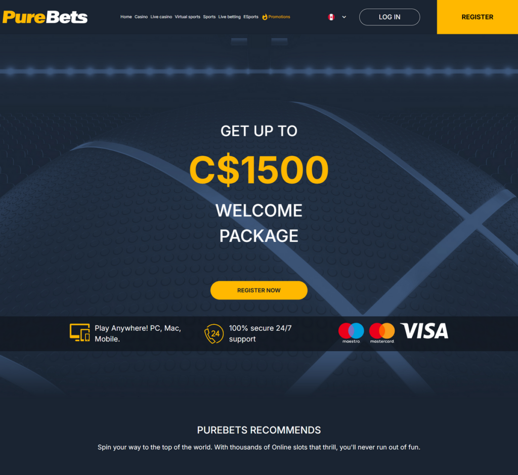 PureBets Casino Desktop Preview 1