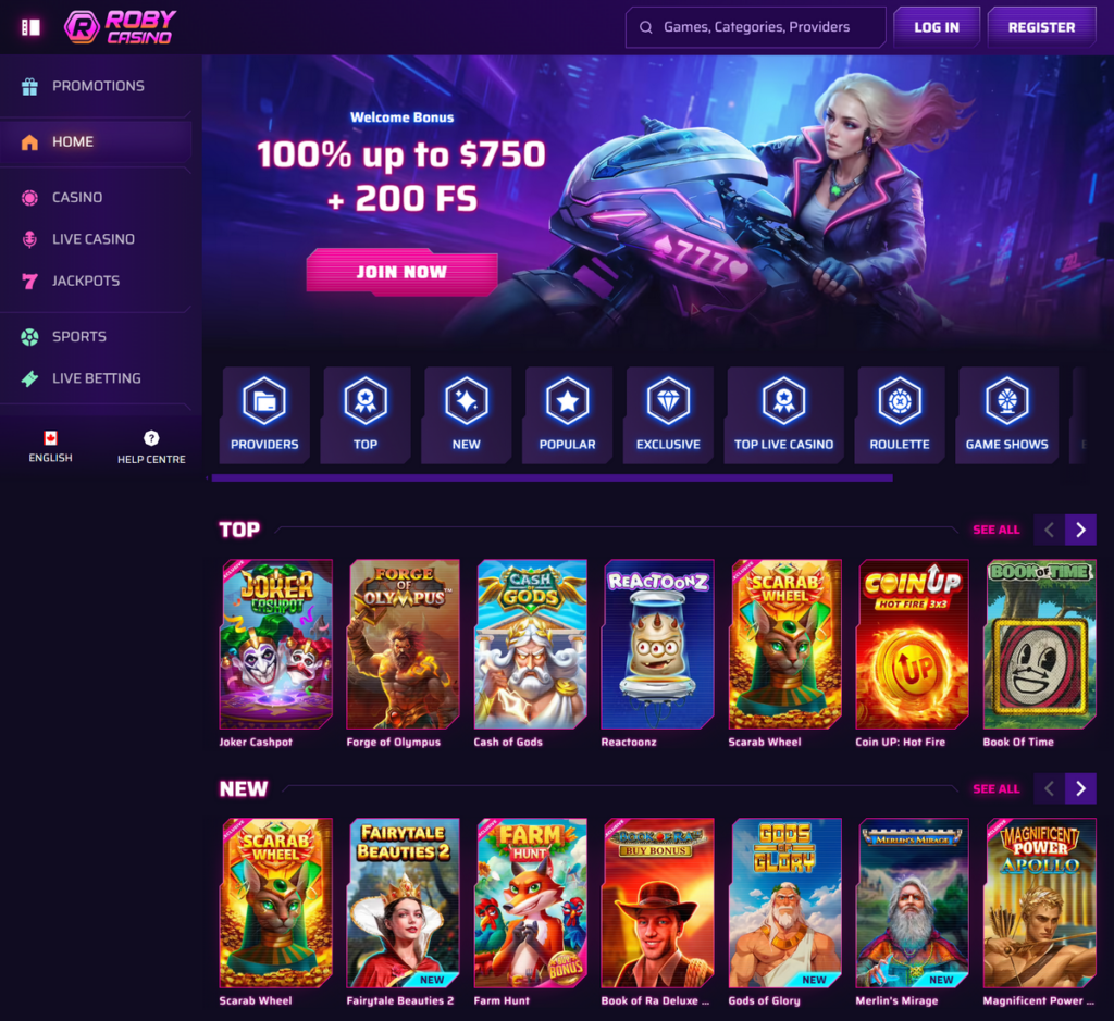 Roby Casino Desktop Preview 1