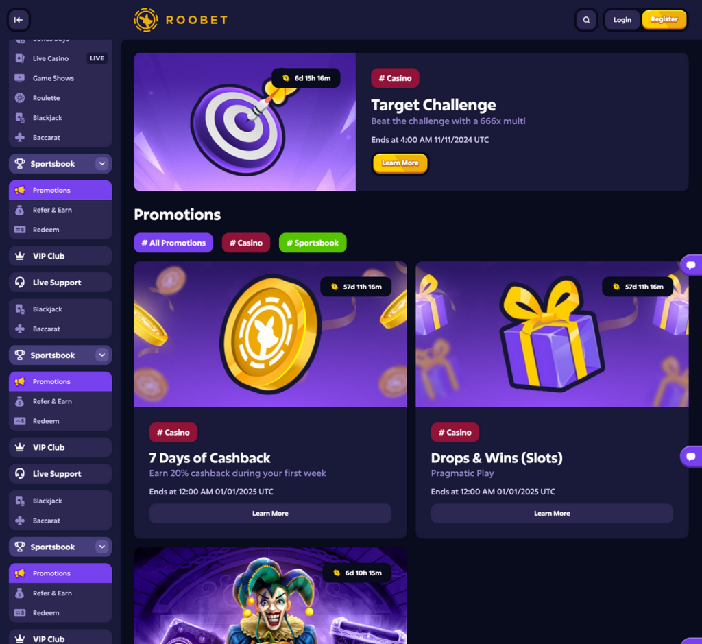 Roobet Casino Desktop Preview 1