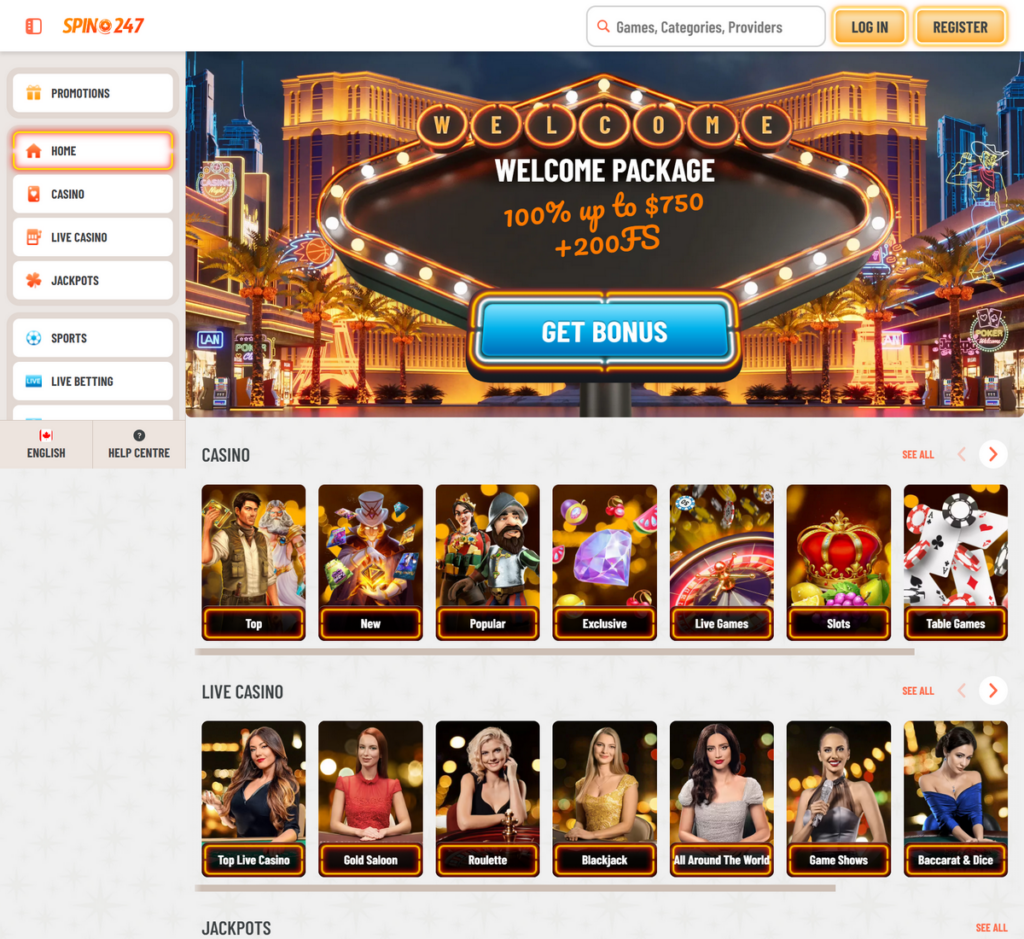 Spin247 Casino Desktop Preview 1