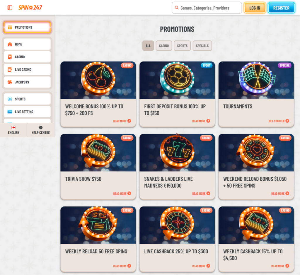 Spin247 Casino Desktop Preview 2