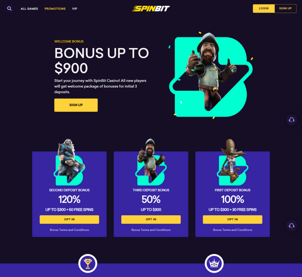 SpinBit Casino Desktop Preview 1